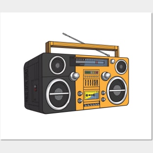 Boombox (Yellow Orange + Ship Gray Colorway) Analog / Music Posters and Art